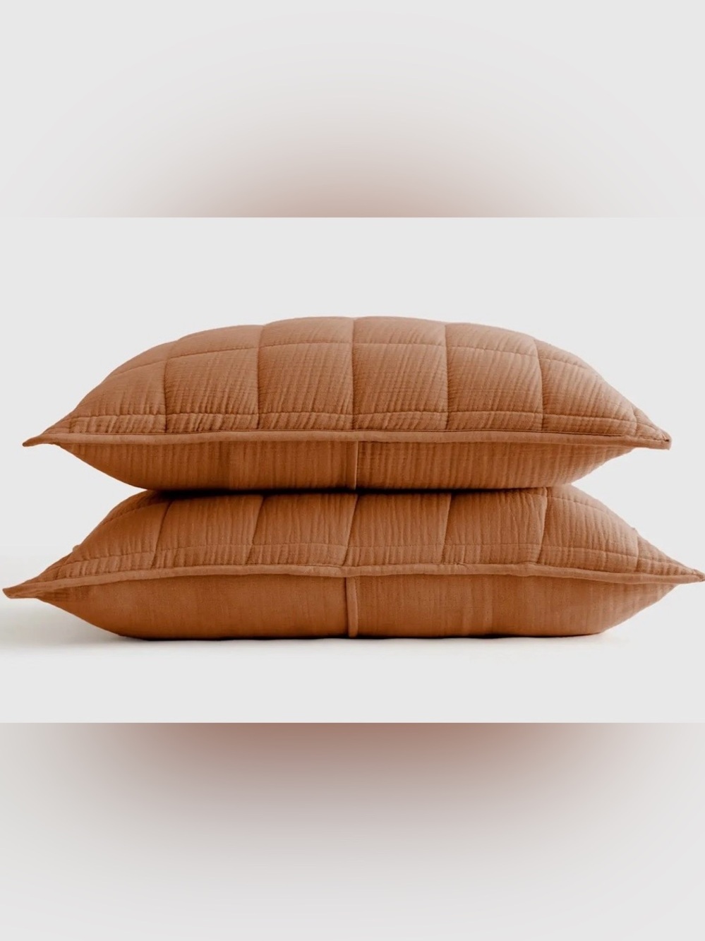 Quince Organic Cotton Gauze Box Quilt Sham Set, King (Terracotta)